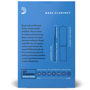 Royal by D’Addario REB1030 Bass Clarinet Reeds, Strength 3.0, 10-Pack