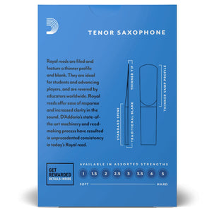 Royal by D’Addario RKB1030 Tenor Saxophone Reeds, Strength 3.0, 10-Pack