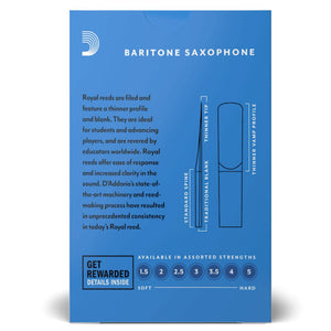 Royal by D’Addario RLB1020 Baritone Saxophone Reeds, Strength 2.0, 10-Pack