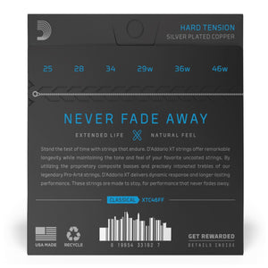 D'Addario XTC46FF  Silver Plated Copper Coated Classical Guitar Strings, Hard Tension