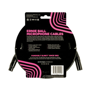 Ernie Ball P06388 XLRM-XLRF Microphone Cable, 20′, Black