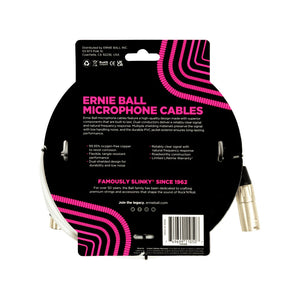 Ernie Ball P06389 XLRM-XLRF Microphone Cable, 20′, White
