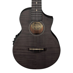 Ibanez UEW12E-BIF Cutaway Concert Ukulele, Black Ice Flat