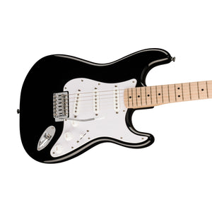 Squier Sonic Stratocaster Electric Guitar w/White Pickguard, Maple FB, Black