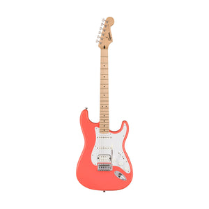 [PREORDER] Squier Sonic Stratocaster HSS Electric Guitar w/White Pickguard, Maple FB, Tahitian Coral