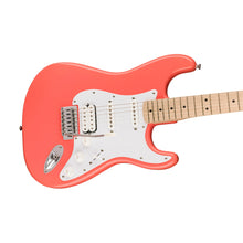 Squier Sonic Stratocaster HSS Electric Guitar w/White Pickguard, Maple FB, Tahitian Coral
