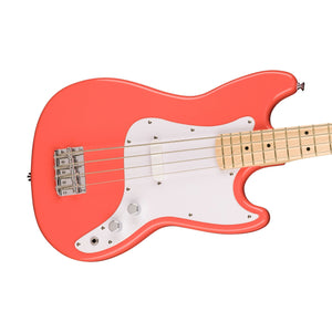 Squier Sonic Bronco Bass Guitar w/White Pickguard, Maple FB, Tahitian Coral