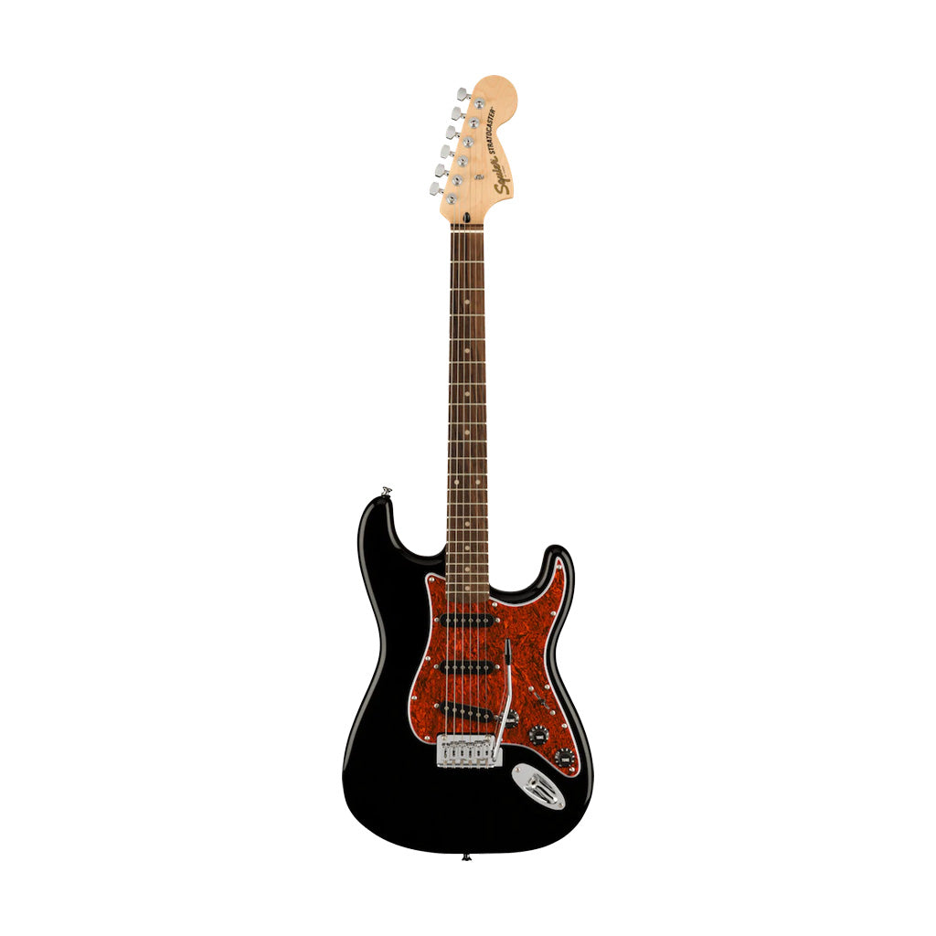 [PREORDER] Squier FSR Affinity Series Stratocaster Electric Guitar w/Tortoiseshell Pickguard, Laurel FB, Black