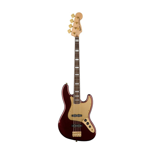 [PREORDER 2 WEEKS] Squier 40th Anniversary Gold Edition Jazz Bass Guitar, Ruby Red Metallic
