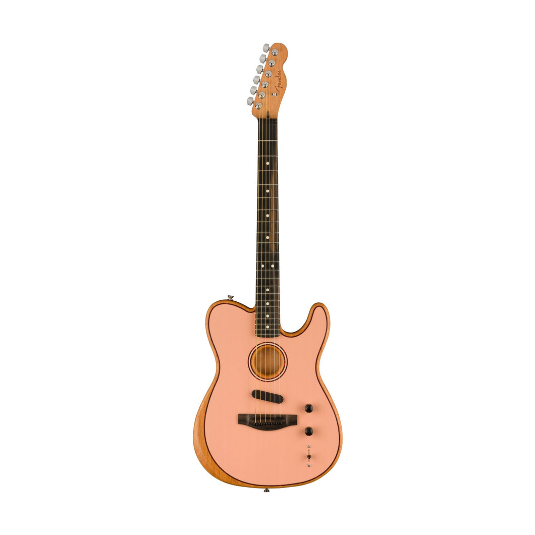 [PREORDER] Fender FSR American Acoustasonic Telecaster Guitar w/Bag, Ebony FB, Shell Pink