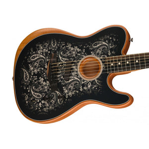 [PREORDER 2 WEEKS] Fender FSR American Acoustasonic Telecaster Guitar w/Bag, Ebony FB, Black Paisley