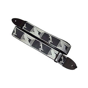Fender 2 Inch Monogrammed Strap, Black/Light Grey/Dark Grey