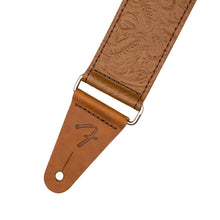Fender 2inch Tooled Leather Guitar Strap, Brown