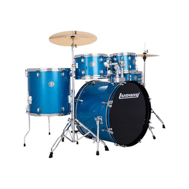 [PREORDER] Ludwig LC19519 Accent Drive 5-Piece Drums Set w/Hardware+Throne+Cymbal, Blue Sparkle (22x16 BD / 16x16 FT / 12x9 TT / 10x8 TT / 14x6.5 SD)