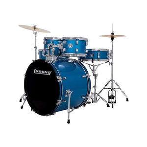 [PREORDER] Ludwig LC19519 Accent Drive 5-Piece Drums Set w/Hardware+Throne+Cymbal, Blue Sparkle (22x16 BD / 16x16 FT / 12x9 TT / 10x8 TT / 14x6.5 SD)