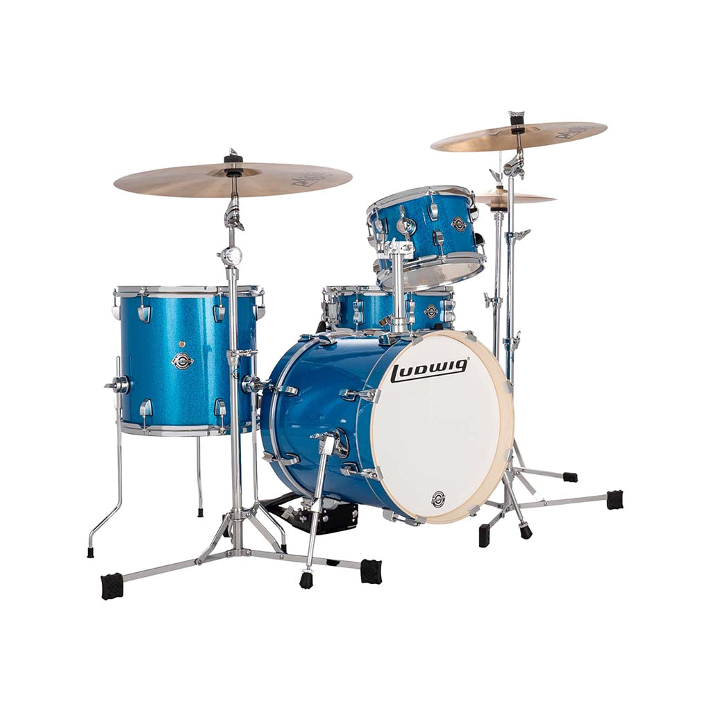 [PREORDER] Ludwig LC2792 Breakbeats By Questlove 4-Piece Drum Kit w/ Bag, Blue Sparkle (16x14 BD / 13x13 FT / 10x7 TT / 14x5 SD + Velvet Bag Set)