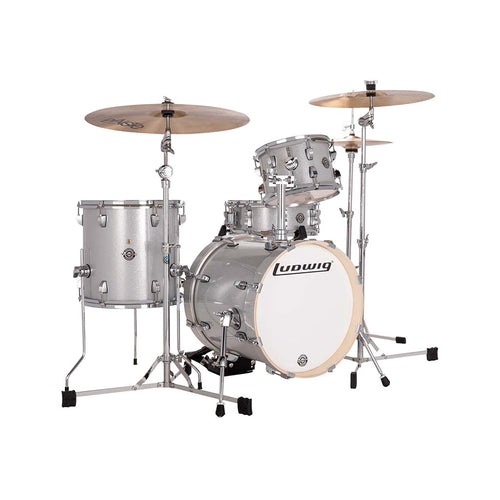 [PREORDER] Ludwig LC2797 Breakbeats By Questlove 4-Piece Drum Kit w/ Bag, Silver Sparkle (16x14 BD / 13x13 FT / 10x7 TT / 14x5 SD + Velvet Bag Set)